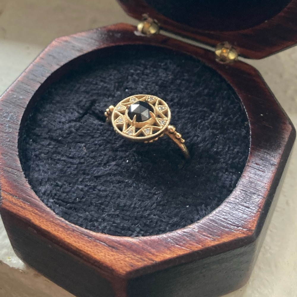 Fiat Lux Rose Cut Black Diamond 14k Gold Ring